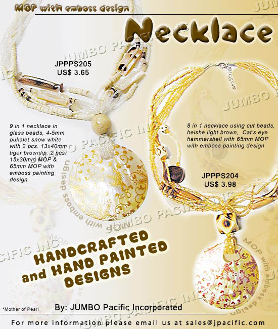 MOP necklace in emboss designs.
