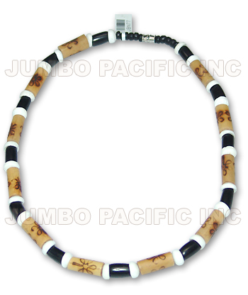 JBN77 Natural burnt bamboo tube necklace